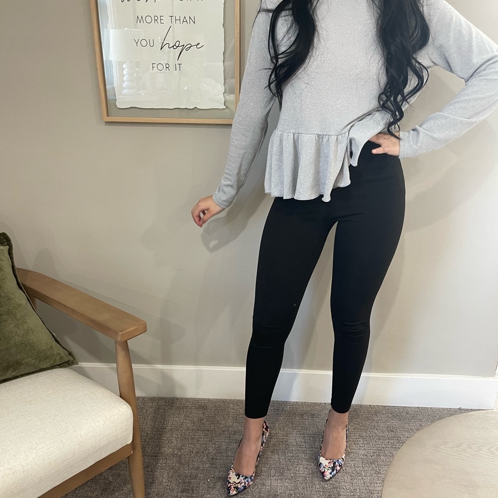 Silver Peplum Top